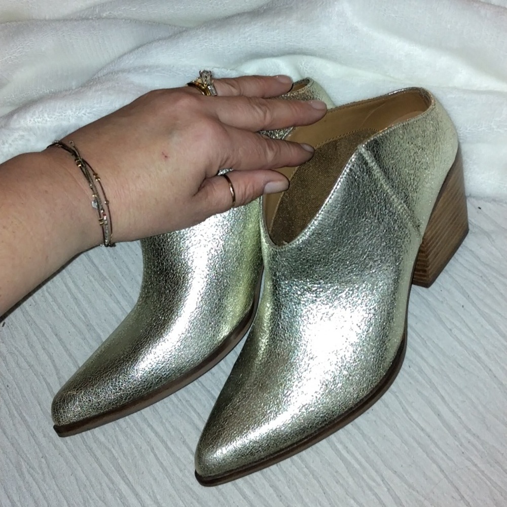 Seychelles Fancy Affair Leather Platinum Mules sz 9 (fits like a 10) - Picture 7 of 8